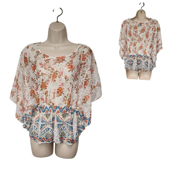 Color of Love Kimono Lace Multicolor Top Blouse Junior Size XL - Picture 1 of 8